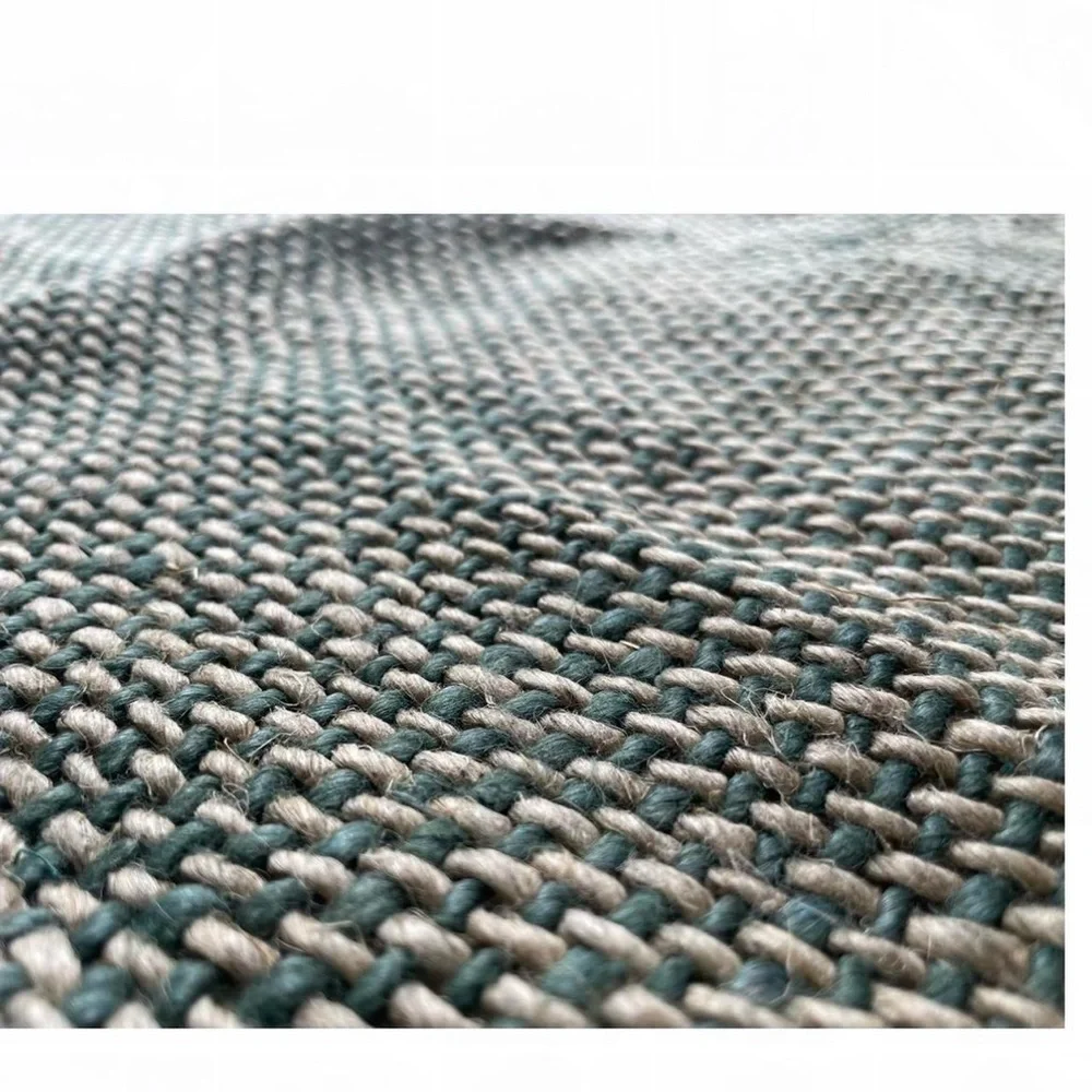 West Elm green and natural flax woven flax linen 20 x 20” pillowcase/pillowcover